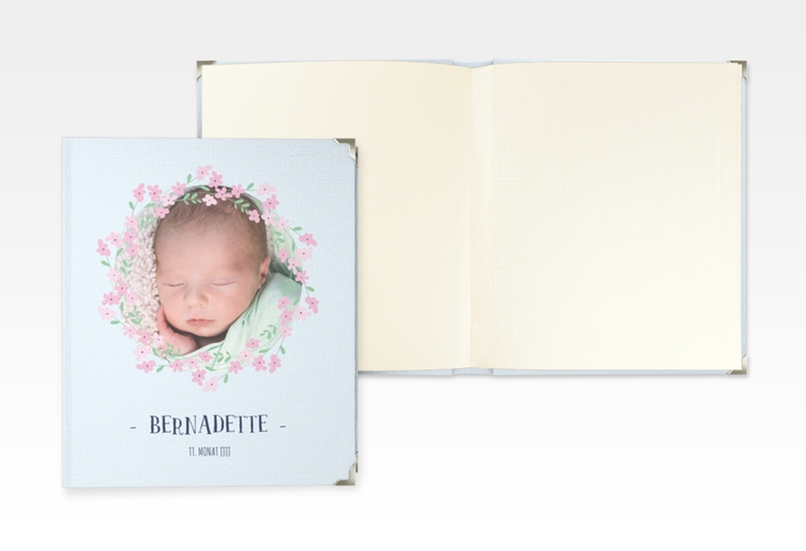 Baby Fotoalbum Blumig 21 x 25 cm blau