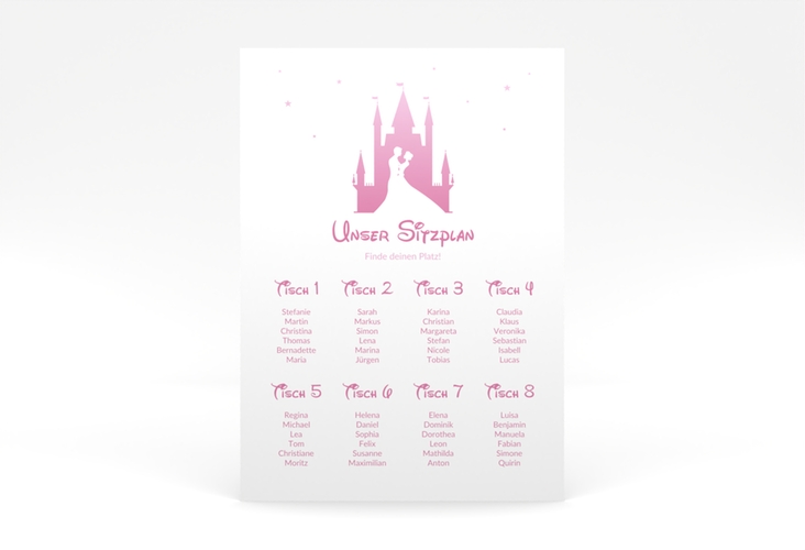 Sitzplan Poster Hochzeit Castle 50 x 70 cm Poster rosa