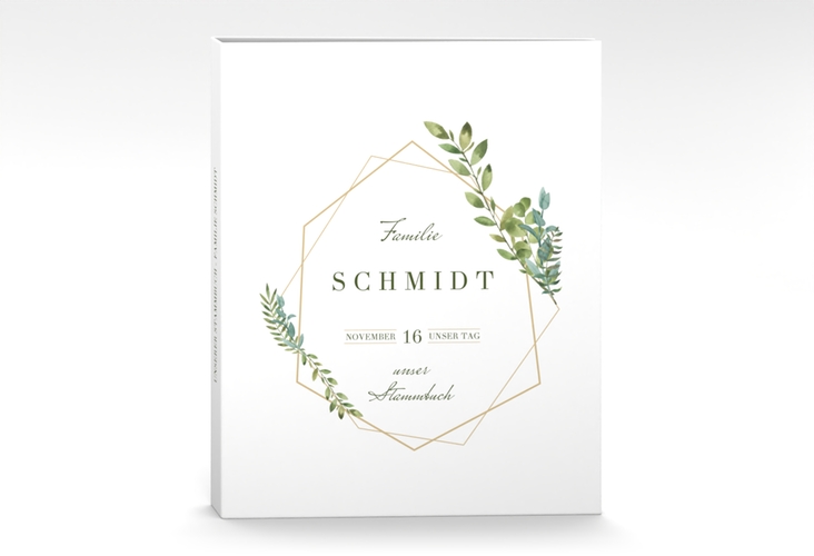 Stammbuch A4 Herbarium Stammbuch A4 mit geometrischem Rahmen und Blätter-Dekor