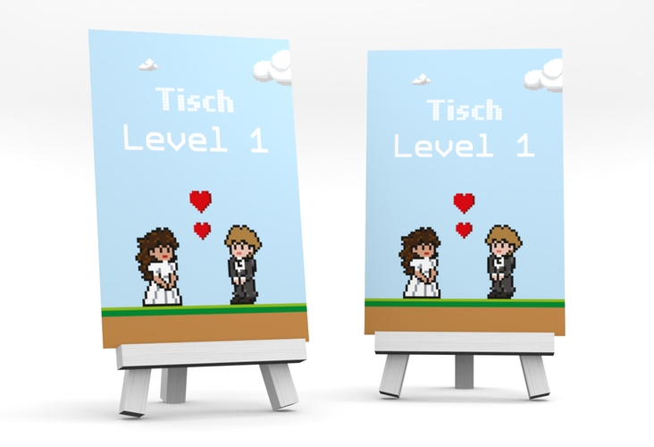 Tischnummer Hochzeit Pixel Tischaufsteller hochglanz