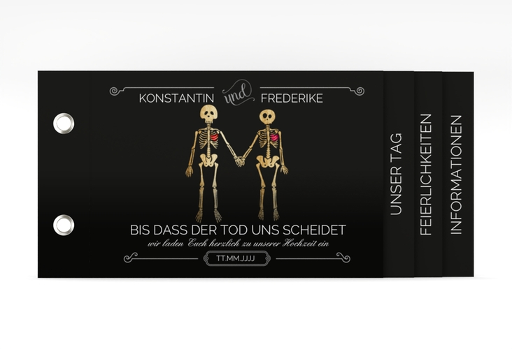 Hochzeitseinladung Bones Booklet schwarz