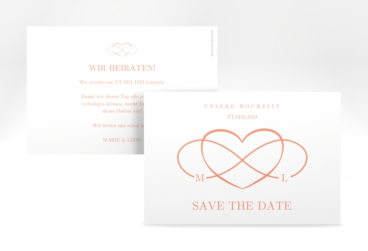 Save the Date-Karte Infinity A6 Karte quer apricot