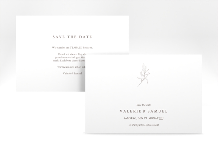 Save the Date-Karte Ivy A6 Karte quer minimalistisch mit kleiner botanischer Illustration