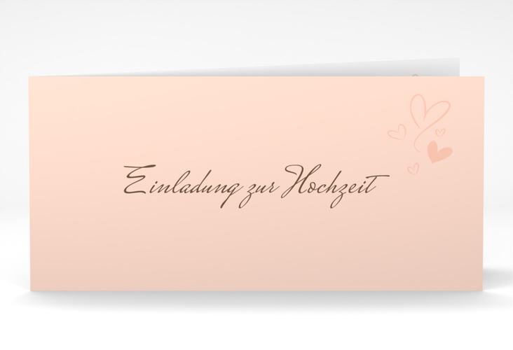 Hochzeitseinladung Purity lange Klappkarte quer apricot