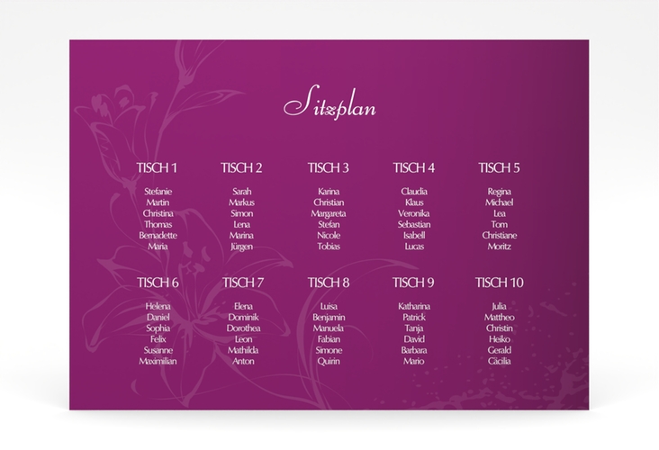 Sitzplan Poster Hochzeit Lille 70 x 50 cm Poster