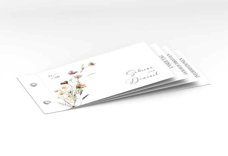 Hochzeitseinladung Sauvages Booklet mit getrockneten Wiesenblumen