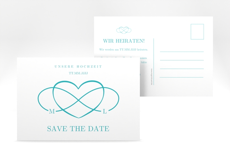 Save the Date-Postkarte Infinity A6 Postkarte tuerkis