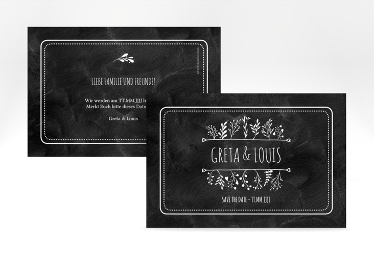 Save the Date-Karte Hochzeit Chalk A6 Karte quer schwarz