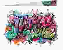 Einladungskarte Jugendweihe Stylewriting A6 Klappkarte quer mit Graffiti-Schriftzug