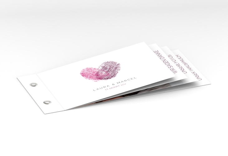 Danksagungskarte Hochzeit Fingerprint Booklet pink schlicht mit Fingerabdruck-Motiv