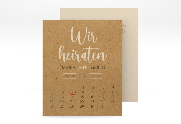 Save the Date-Kalenderblatt Noble Kalenderblatt-Karte mit elegantem Schriftzug