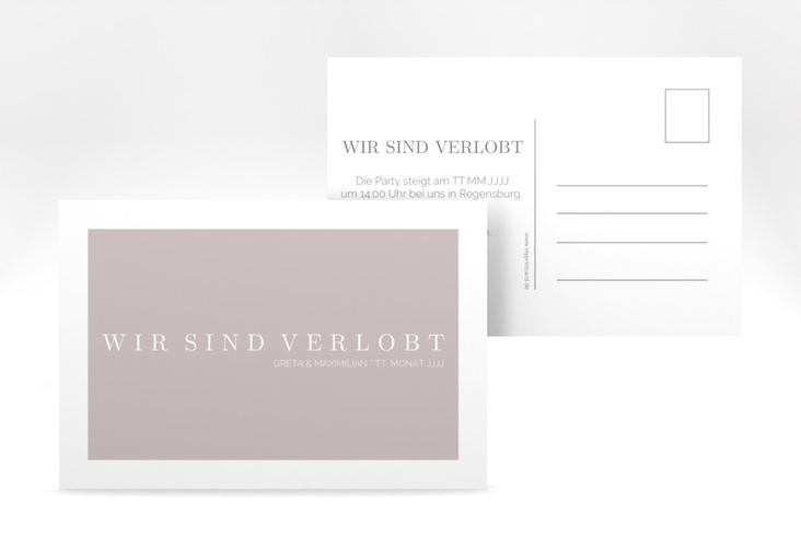 Verlobungskarte Hochzeit Simply A6 Postkarte grau