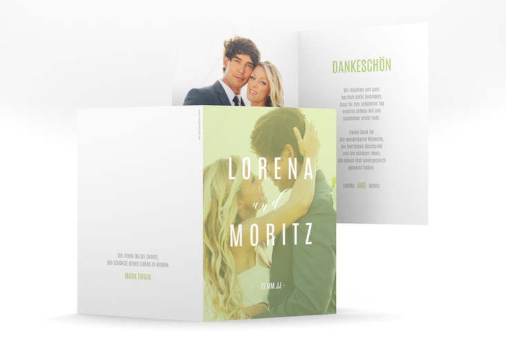 Danksagungskarte Hochzeit Memory A6 Klappkarte hoch gruen