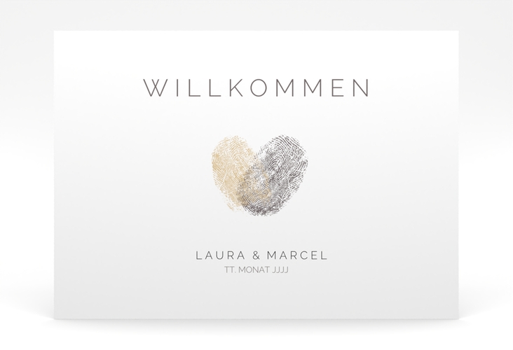 Willkommensschild Poster Fingerprint 70 x 50 cm Poster beige schlicht mit Fingerabdruck-Motiv