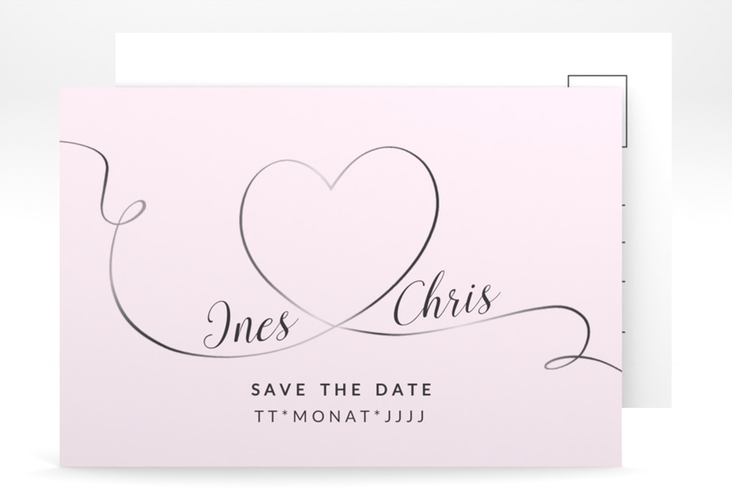 Save the Date-Postkarte Dolce A6 Postkarte rosa