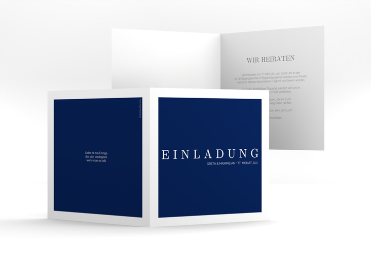 Hochzeitseinladung Simply quadr. Klappkarte blau