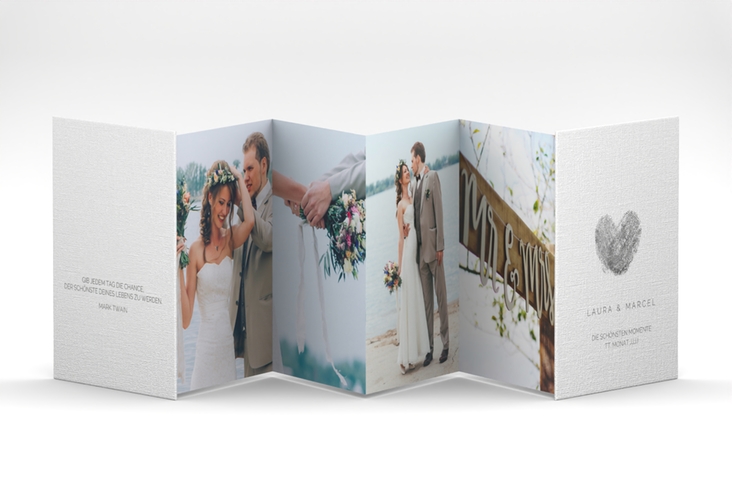 Foto-Leporello Hochzeit Fingerprint Leporello schwarz schlicht mit Fingerabdruck-Motiv