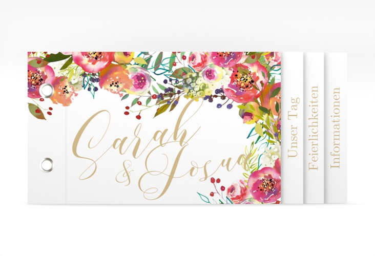 Hochzeitseinladung Flowerbomb Booklet weiss