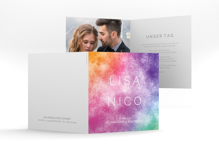 Hochzeitseinladung Colorful quadr. Klappkarte hochglanz