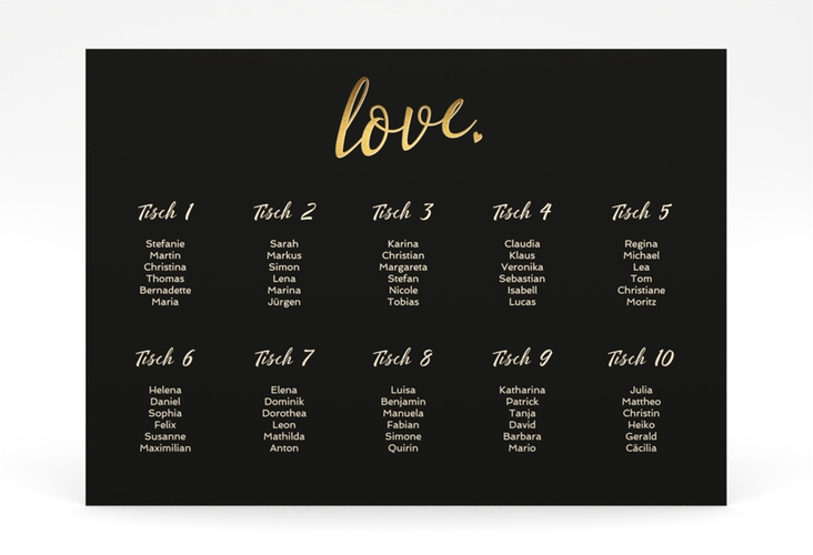 Sitzplan Poster Hochzeit Glam 70 x 50 cm Poster schwarz