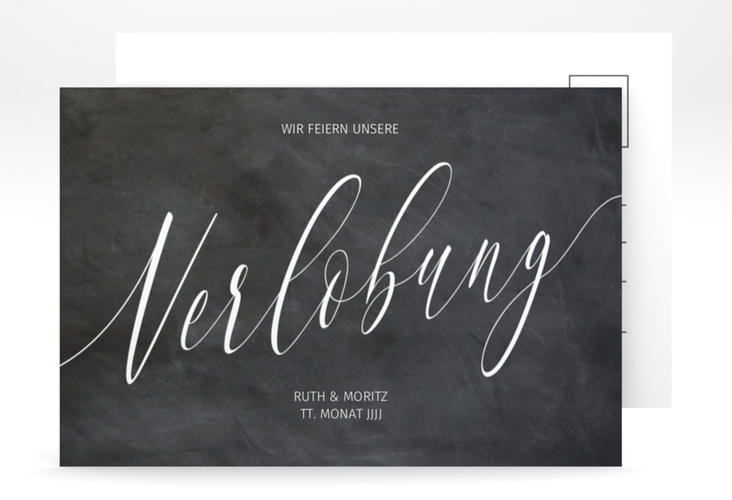 Verlobungskarte Hochzeit Chalkboard A6 Postkarte veredelt