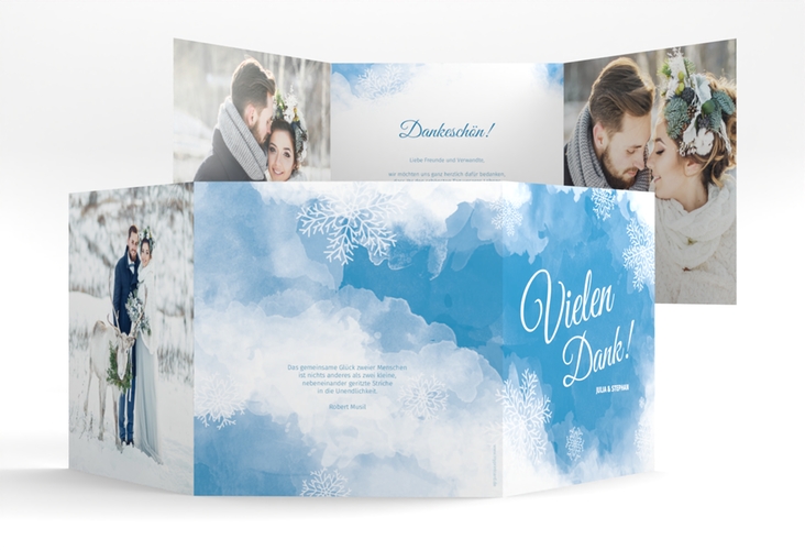 Dankeskarte Hochzeit Frozen quadr. Doppel-Klappkarte mit Winter-Design