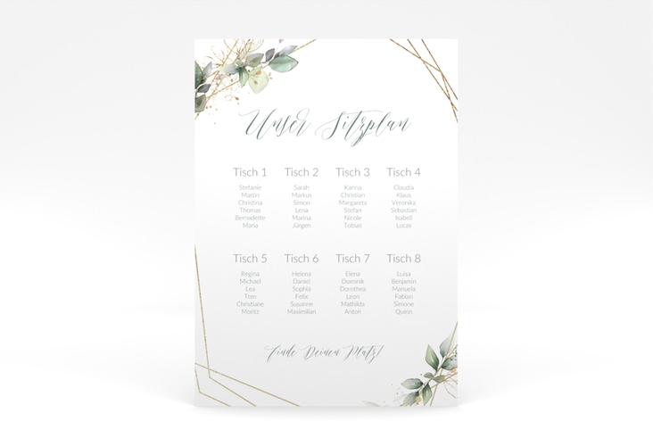 Sitzplan Poster Hochzeit Greenish 50 x 70 cm Poster gruen