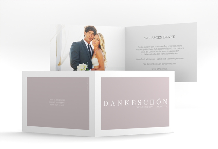 Dankeskarte Hochzeit Simply A6 Klappkarte quer grau hochglanz