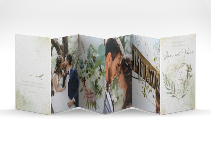 Foto-Leporello Hochzeit Heartfelt Leporello weiss mit Diamanten im Geometric Design