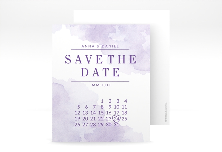 Save the Date-Kalenderblatt Blush Kalenderblatt-Karte lila