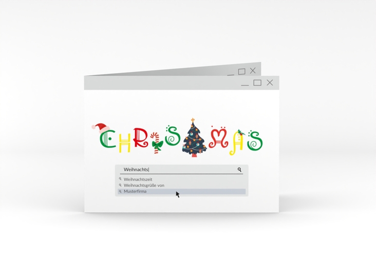 Geschäftliche Weihnachtskarte WebXmas A6 Klappkarte quer bunt