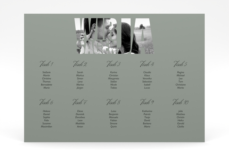 Sitzplan Poster Hochzeit Letters 70 x 50 cm Poster gruen