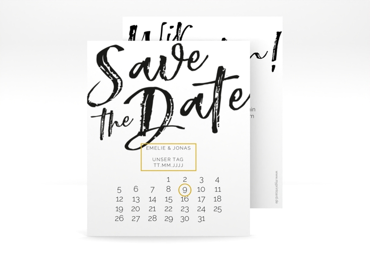 Save the Date-Kalenderblatt Words Kalenderblatt-Karte weiss hochglanz