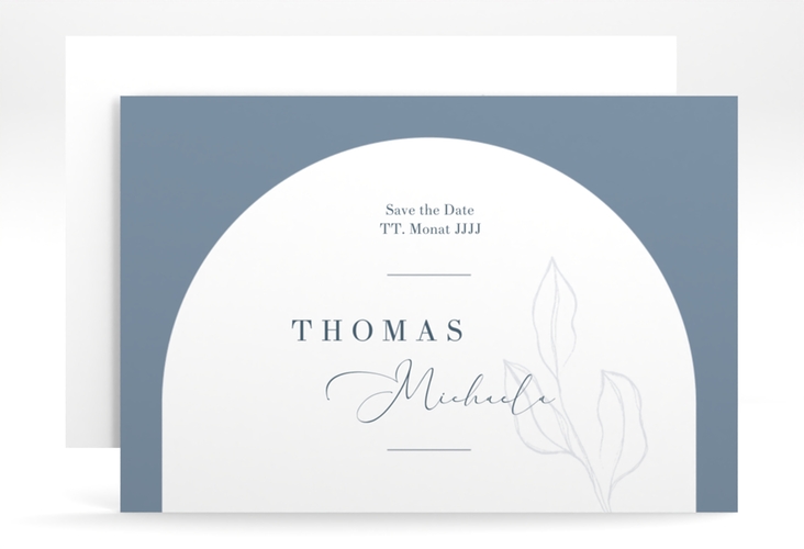 Save the Date-Karte Arched A6 Karte quer blau