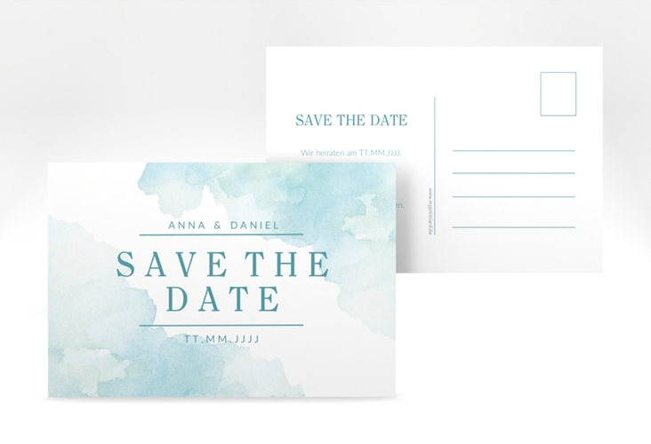 Save the Date-Postkarte Blush A6 Postkarte tuerkis