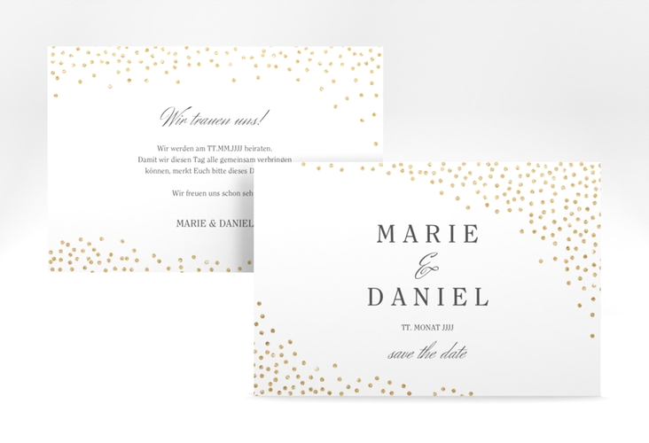 Save the Date-Karte Glitter A6 Karte quer weiss