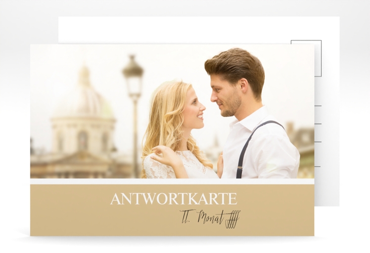 Antwortkarte Hochzeit Balance A6 Postkarte beige