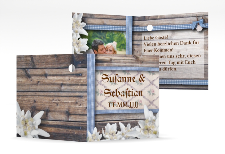 Geschenkanhänger Hochzeit Bayern Geschenkanhänger 10er Set hochglanz mit Edelweiß in rustikaler Holz-Optik