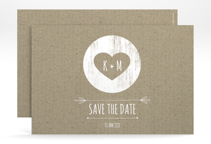 Save the Date-Karte Shabby A6 Karte quer Kraftpapier