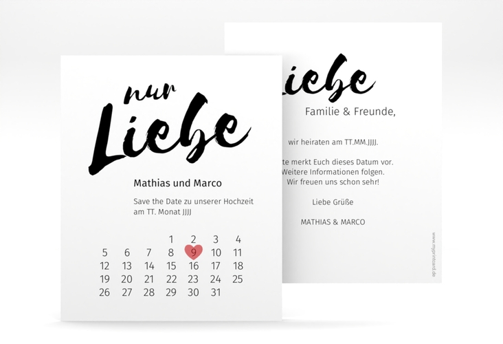 Save the Date-Kalenderblatt Message Kalenderblatt-Karte weiss