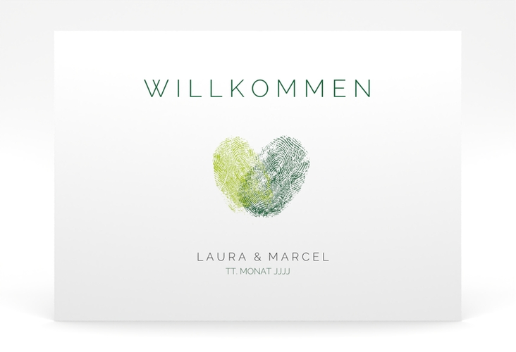 Willkommensschild Poster Fingerprint 70 x 50 cm Poster gruen schlicht mit Fingerabdruck-Motiv