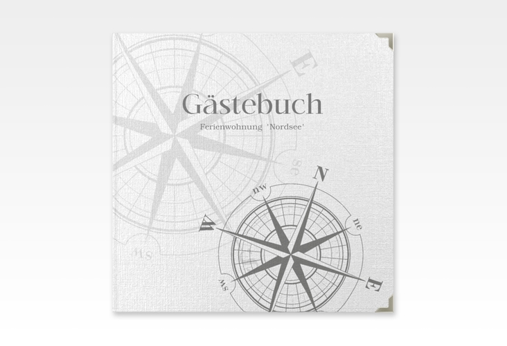 Gästebuch Selection Ferienwohnung Nordsee Leinen-Hardcover grau mit Windrose