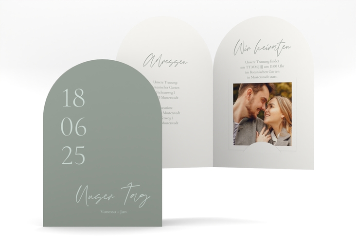 Einladungskarte Hochzeit Day A6 Bogen-Klappkarte + Foto mit Datum im minimalistischen Design