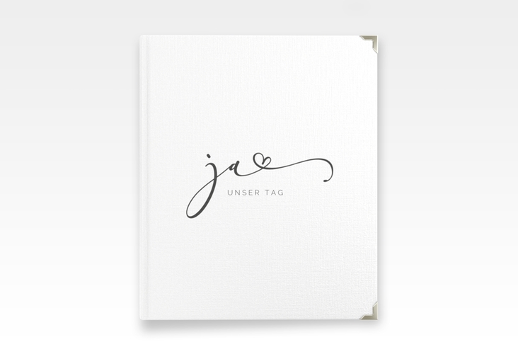 Hochzeitsalbum Jawort 21 x 25 cm weiss modern minimalistisch mit veredelter Aufschrift