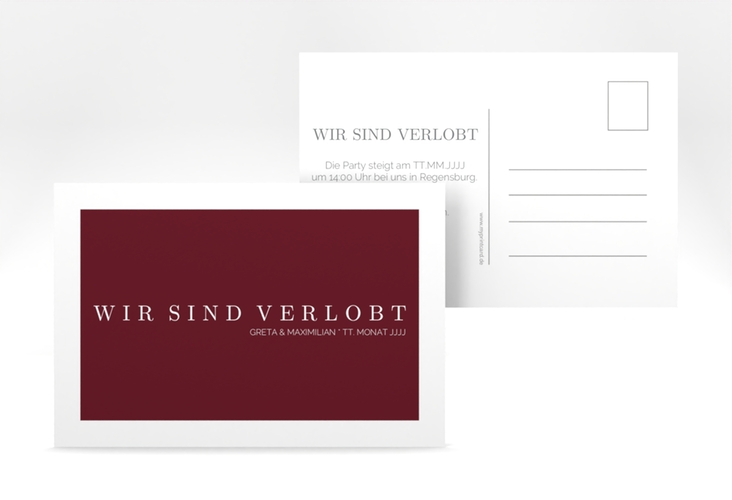 Verlobungskarte Hochzeit Simply A6 Postkarte rot