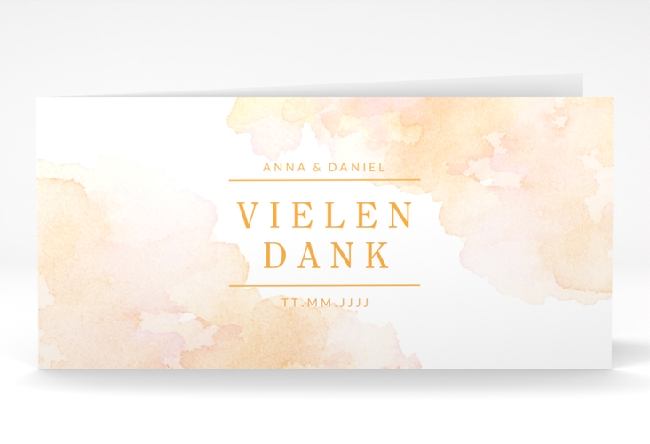 Dankeskarte Hochzeit Blush lange Klappkarte quer orange