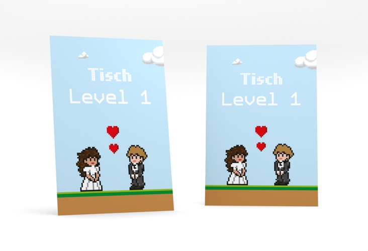 Tischnummer Hochzeit Pixel Tischaufsteller bunt hochglanz