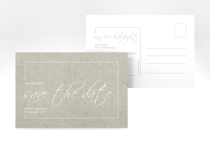 Save the Date-Postkarte Simple Line A6 Postkarte grau hochglanz