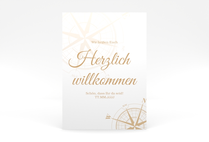 Willkommensschild Poster Windrose 50 x 70 cm Poster beige