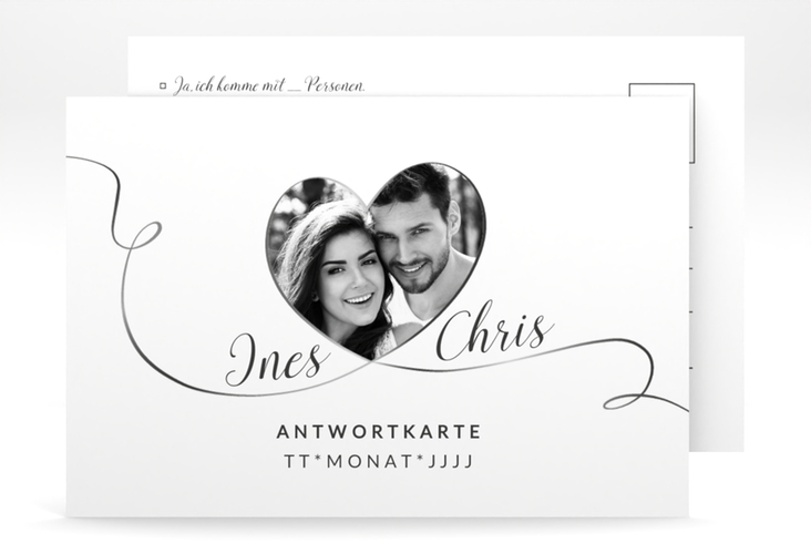 Antwortkarte Hochzeit Dolce A6 Postkarte weiss